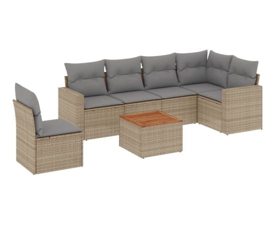 vidaXL 7-częściowy zestaw wypoczynkowy do ogrodu, z poduszkami, beżowy Dārza mēbeļu komplekti