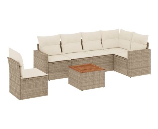 vidaXL 7-częściowy zestaw wypoczynkowy do ogrodu, z poduszkami, beżowy Dārza mēbeļu komplekti