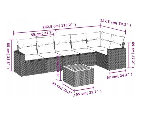 vidaXL 7-częściowy zestaw wypoczynkowy do ogrodu, z poduszkami, beżowy Dārza mēbeļu komplekti