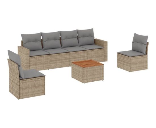 vidaXL 7-częściowy zestaw wypoczynkowy do ogrodu, z poduszkami, beżowy Dārza mēbeļu komplekti