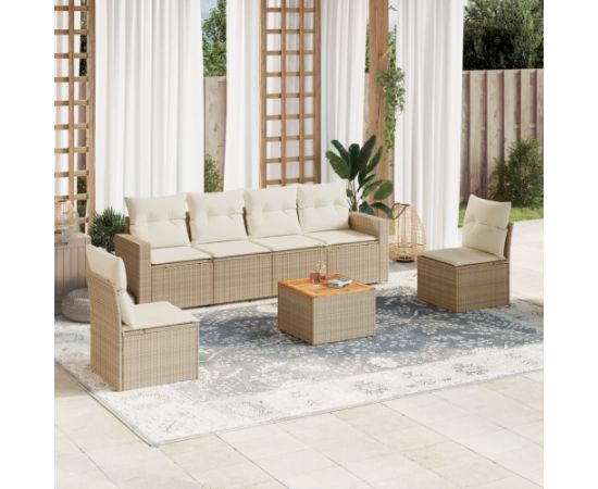 vidaXL 7-częściowy zestaw wypoczynkowy do ogrodu, z poduszkami, beżowy Dārza mēbeļu komplekti