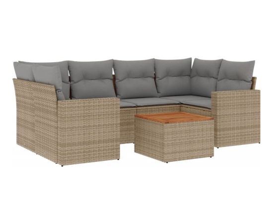 vidaXL 7-częściowy zestaw wypoczynkowy do ogrodu, z poduszkami, beżowy Dārza mēbeļu komplekti