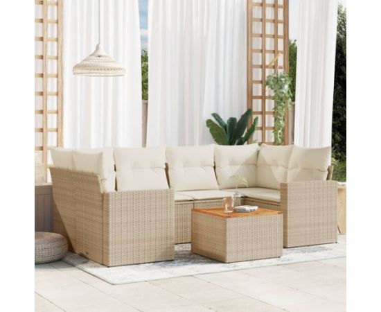 vidaXL 7-częściowy zestaw wypoczynkowy do ogrodu, z poduszkami, beżowy Dārza mēbeļu komplekti