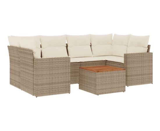 vidaXL 7-częściowy zestaw wypoczynkowy do ogrodu, z poduszkami, beżowy Dārza mēbeļu komplekti