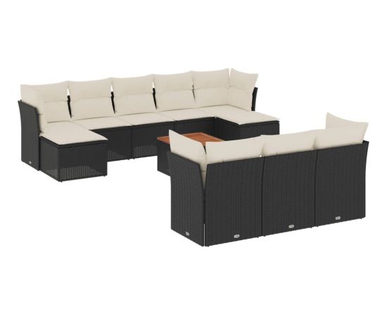 vidaXL 11-częściowy zestaw wypoczynkowy do ogrodu, poduszki czarny rattan PE Dārza mēbeļu komplekti