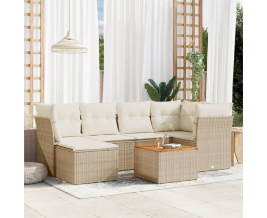 vidaXL 7-częsciowy zestaw wypoczynkowy do ogrodu, z poduszkami, beżowy Dārza mēbeļu komplekti