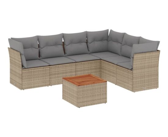 vidaXL 7-częściowy zestaw wypoczynkowy do ogrodu, z poduszkami, beżowy Dārza mēbeļu komplekti