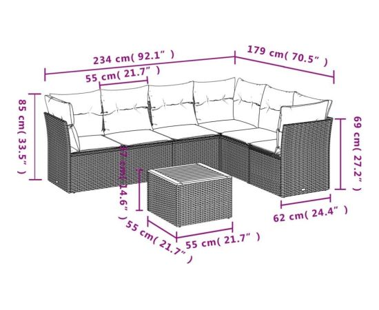 vidaXL 7-częściowy zestaw wypoczynkowy do ogrodu, z poduszkami, beżowy Dārza mēbeļu komplekti