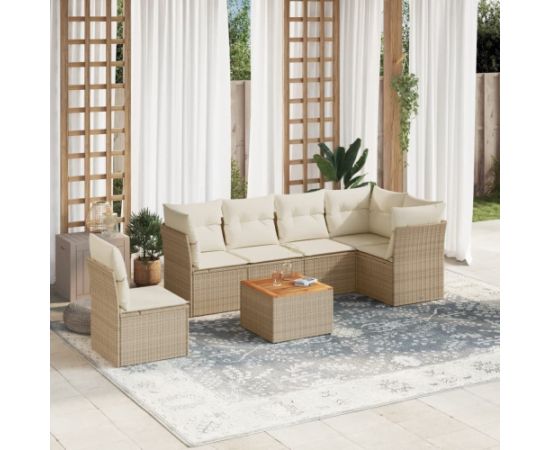 vidaXL 7-częściowy zestaw wypoczynkowy do ogrodu, z poduszkami, beżowy Dārza mēbeļu komplekti