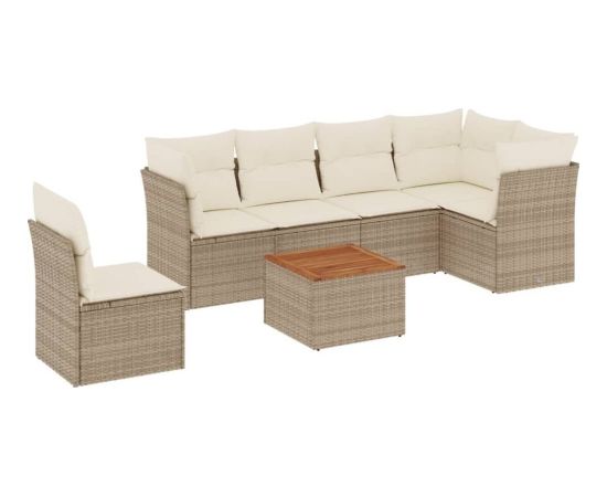 vidaXL 7-częściowy zestaw wypoczynkowy do ogrodu, z poduszkami, beżowy Dārza mēbeļu komplekti