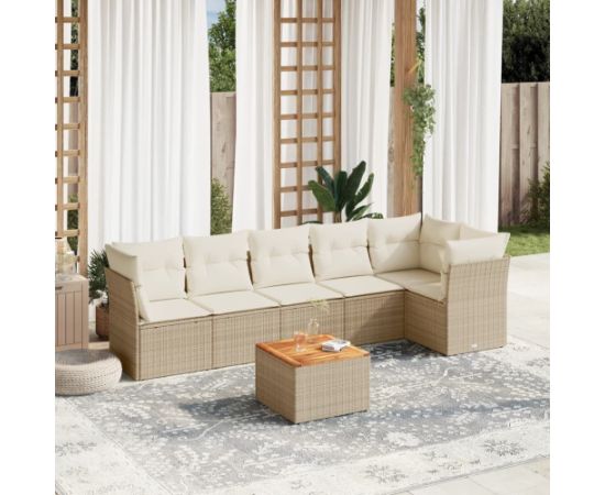 vidaXL 7-częściowy zestaw wypoczynkowy do ogrodu, z poduszkami, beżowy Dārza mēbeļu komplekti