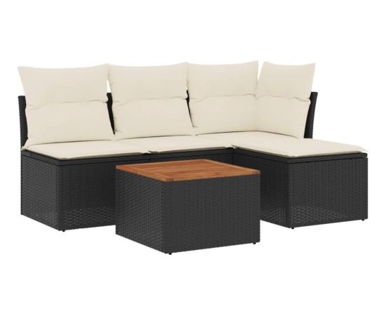 vidaXL 5-częściowy zestaw wypoczynkowy do ogrodu, poduszki, czarny rattan PE Dārza mēbeļu komplekti