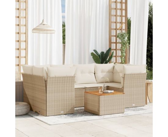 vidaXL 7-częsciowy zestaw wypoczynkowy do ogrodu, z poduszkami, beżowy Dārza mēbeļu komplekti