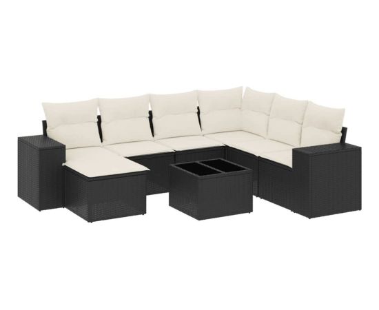 vidaXL 8-częściowy zestaw wypoczynkowy do ogrodu, z poduszkami, czarny Dārza mēbeļu komplekti