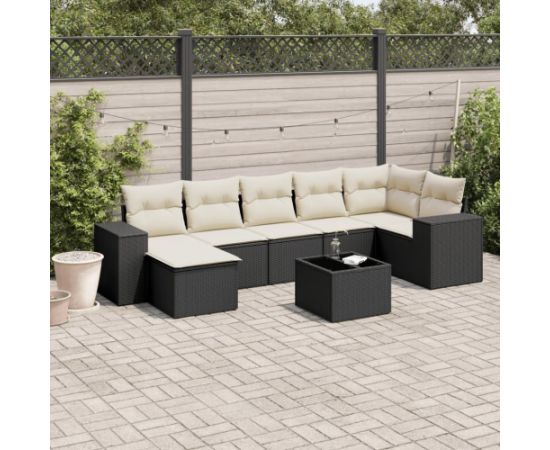 vidaXL 8-częściowy zestaw wypoczynkowy do ogrodu, z poduszkami, czarny Dārza mēbeļu komplekti