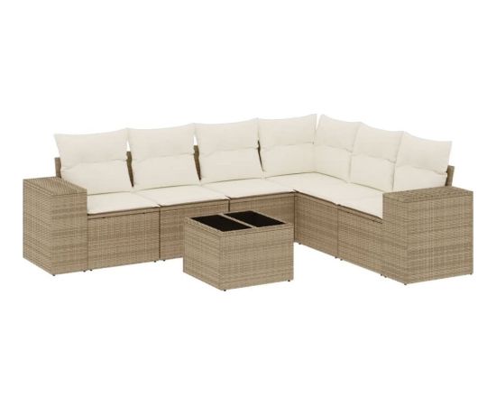 vidaXL 7-częściowy zestaw wypoczynkowy do ogrodu, z poduszkami, beżowy Dārza mēbeļu komplekti