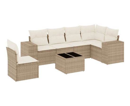 vidaXL 7-częściowy zestaw wypoczynkowy do ogrodu, z poduszkami, beżowy Dārza mēbeļu komplekti