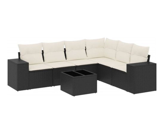 vidaXL 7-częściowy zestaw wypoczynkowy do ogrodu, z poduszkami, czarny Dārza mēbeļu komplekti