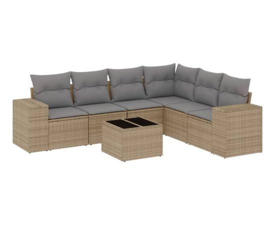 vidaXL 7-częściowy zestaw wypoczynkowy do ogrodu, z poduszkami, beżowy Dārza mēbeļu komplekti