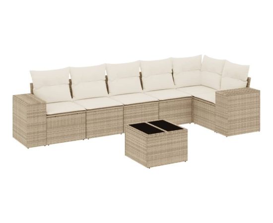 vidaXL 7-częściowy zestaw wypoczynkowy do ogrodu, z poduszkami, beżowy Dārza mēbeļu komplekti