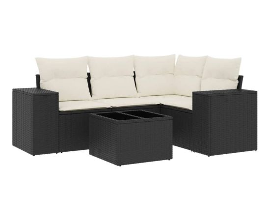 vidaXL 5-częściowy zestaw wypoczynkowy do ogrodu, poduszki, czarny rattan PE Dārza mēbeļu komplekti