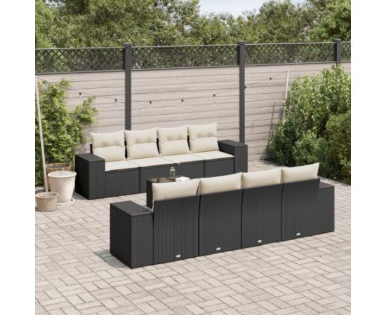 vidaXL 9-częściowy zestaw wypoczynkowy do ogrodu, z poduszkami, czarny Dārza mēbeļu komplekti