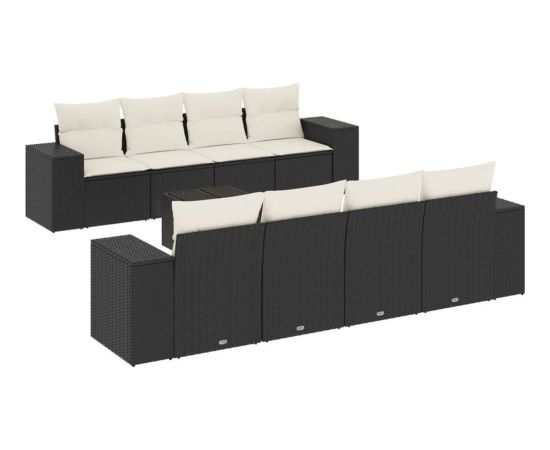 vidaXL 9-częściowy zestaw wypoczynkowy do ogrodu, z poduszkami, czarny Dārza mēbeļu komplekti