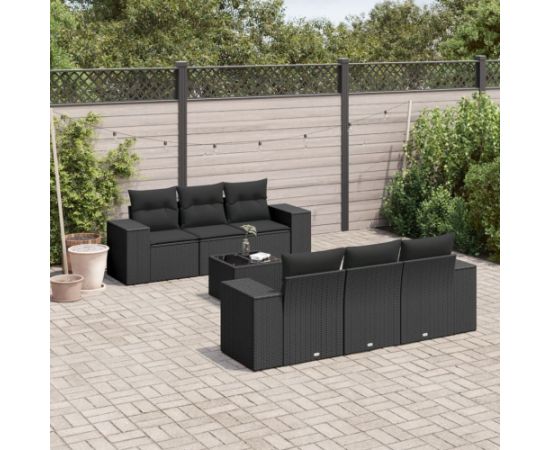 vidaXL 7-częsciowy zestaw wypoczynkowy do ogrodu, z poduszkami, czarny Dārza mēbeļu komplekti