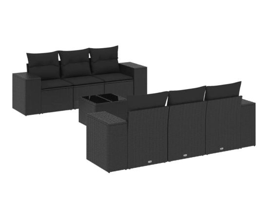 vidaXL 7-częsciowy zestaw wypoczynkowy do ogrodu, z poduszkami, czarny Dārza mēbeļu komplekti