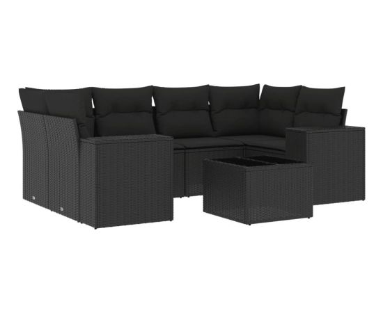 vidaXL 7-częsciowy zestaw wypoczynkowy do ogrodu, z poduszkami, czarny Dārza mēbeļu komplekti