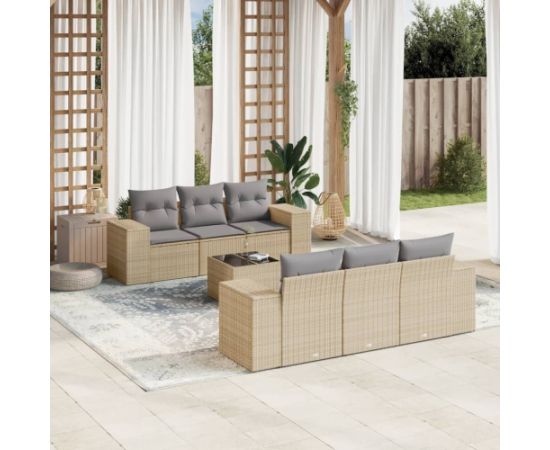 vidaXL 7-częsciowy zestaw wypoczynkowy do ogrodu, z poduszkami, beżowy Dārza mēbeļu komplekti