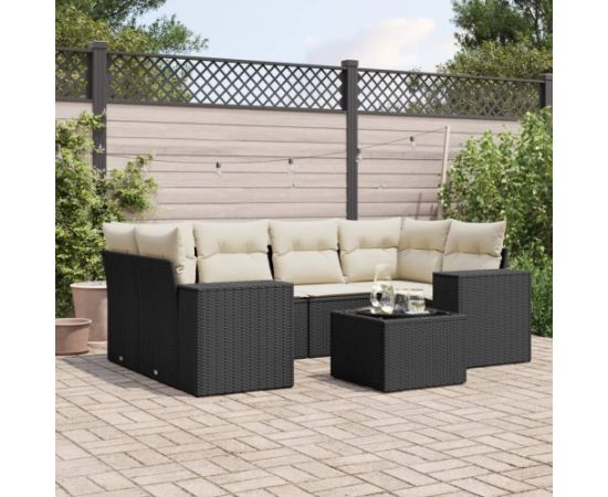 vidaXL 7-częsciowy zestaw wypoczynkowy do ogrodu, z poduszkami, czarny Dārza mēbeļu komplekti