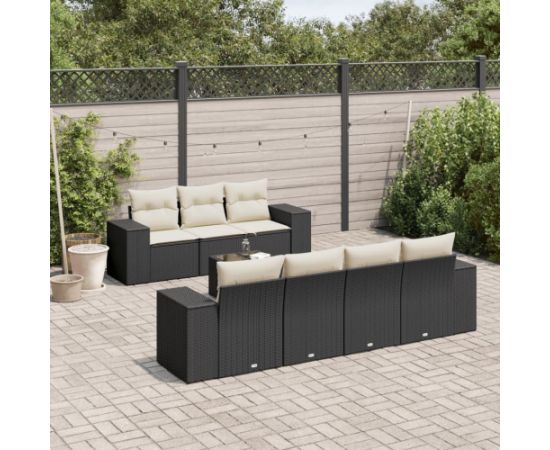 vidaXL 8-częsciowy zestaw wypoczynkowy do ogrodu, z poduszkami, czarny Dārza mēbeļu komplekti