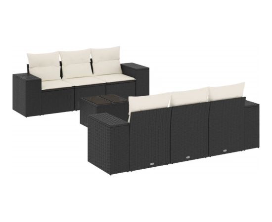 vidaXL 7-częsciowy zestaw wypoczynkowy do ogrodu, z poduszkami, czarny Dārza mēbeļu komplekti