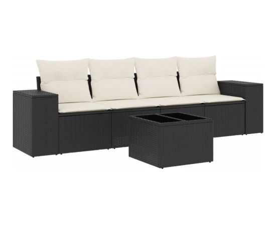 vidaXL 5-częściowy zestaw wypoczynkowy do ogrodu, poduszki, czarny rattan PE Dārza mēbeļu komplekti