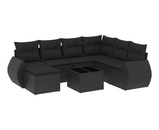 vidaXL 8-częściowy zestaw wypoczynkowy do ogrodu, z poduszkami, czarny Dārza mēbeļu komplekti