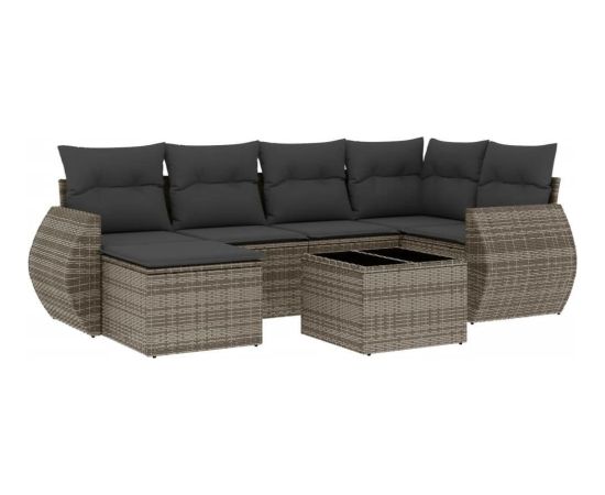 vidaXL 7-częściowy zestaw wypoczynkowy do ogrodu, z poduszkami, szary Dārza mēbeļu komplekti