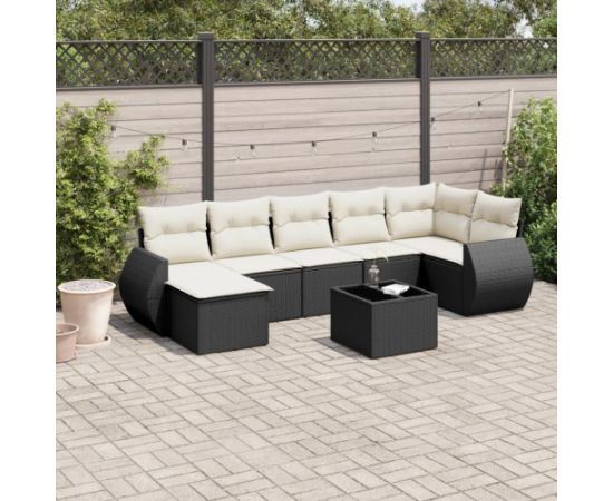 vidaXL 8-częściowy zestaw wypoczynkowy do ogrodu, z poduszkami, czarny Dārza mēbeļu komplekti