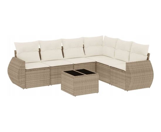 vidaXL 7-częściowy zestaw wypoczynkowy do ogrodu, z poduszkami, beżowy Dārza mēbeļu komplekti