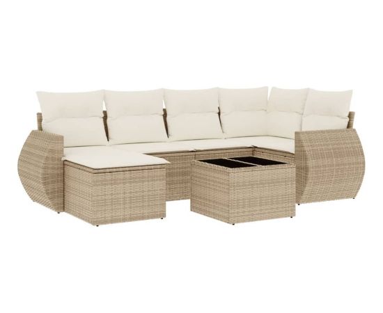 vidaXL 7-częściowy zestaw wypoczynkowy do ogrodu, z poduszkami, beżowy Dārza mēbeļu komplekti