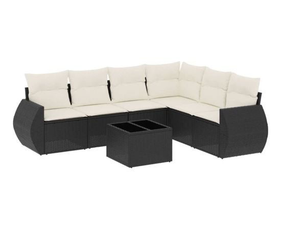 vidaXL 7-częściowy zestaw wypoczynkowy do ogrodu, z poduszkami, czarny Dārza mēbeļu komplekti