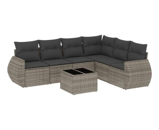 vidaXL 7-częściowy zestaw wypoczynkowy do ogrodu, z poduszkami, szary Dārza mēbeļu komplekti