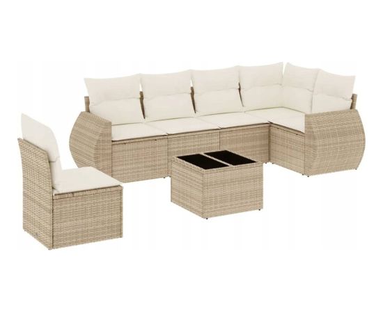 vidaXL 7-częściowy zestaw wypoczynkowy do ogrodu, z poduszkami, beżowy Dārza mēbeļu komplekti