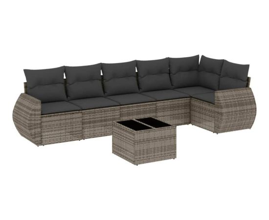 vidaXL 7-częściowy zestaw wypoczynkowy do ogrodu, z poduszkami, szary Dārza mēbeļu komplekti