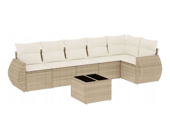 vidaXL 7-częściowy zestaw wypoczynkowy do ogrodu, z poduszkami, beżowy Dārza mēbeļu komplekti