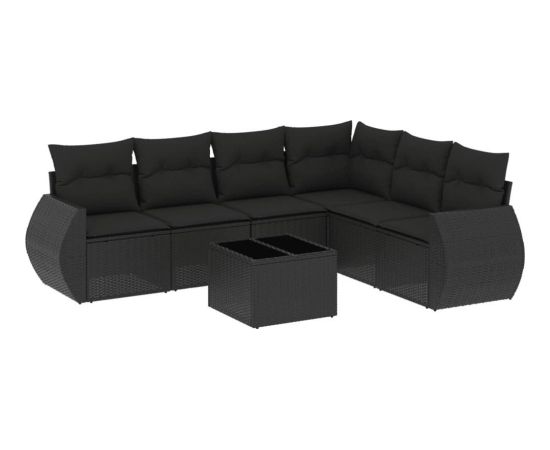 vidaXL 7-częściowy zestaw wypoczynkowy do ogrodu, z poduszkami, czarny Dārza mēbeļu komplekti