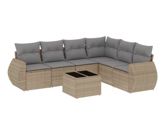 vidaXL 7-częściowy zestaw wypoczynkowy do ogrodu, z poduszkami, beżowy Dārza mēbeļu komplekti