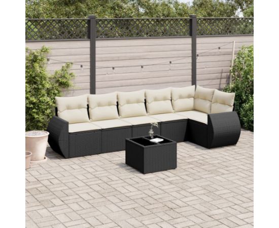 vidaXL 7-częściowy zestaw wypoczynkowy do ogrodu, z poduszkami, czarny Dārza mēbeļu komplekti