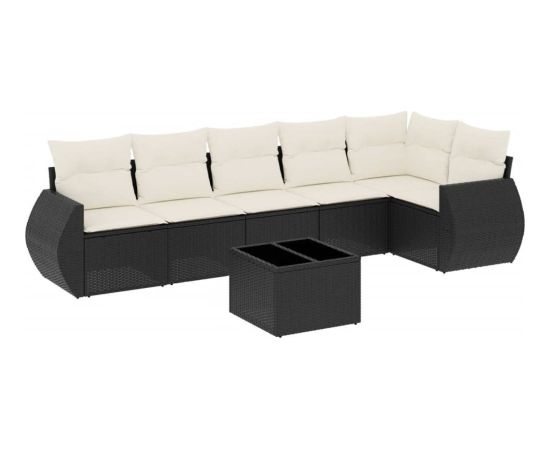 vidaXL 7-częściowy zestaw wypoczynkowy do ogrodu, z poduszkami, czarny Dārza mēbeļu komplekti