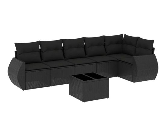 vidaXL 7-częściowy zestaw wypoczynkowy do ogrodu, z poduszkami, czarny Dārza mēbeļu komplekti